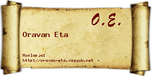 Oravan Eta névjegykártya